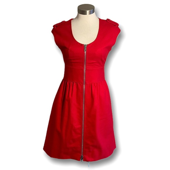 Club Monaco Dresses & Skirts - Club Monaco Dress Red Wool Full Zip Sleeveless Tailored Fit & Flare Lined